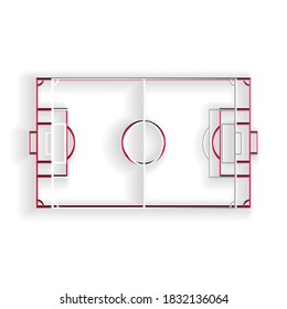 Paper cut Football field or soccer field icon isolated on white background. Paper art style. Vector.