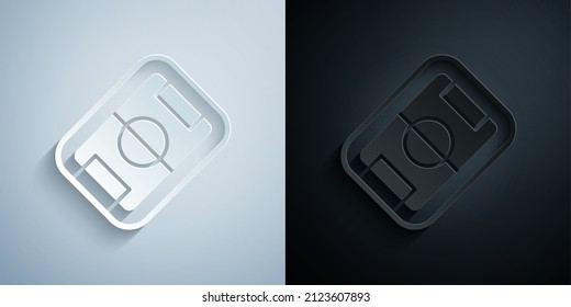 Paper cut Football or soccer field icon isolated on grey and black background. Paper art style. Vector