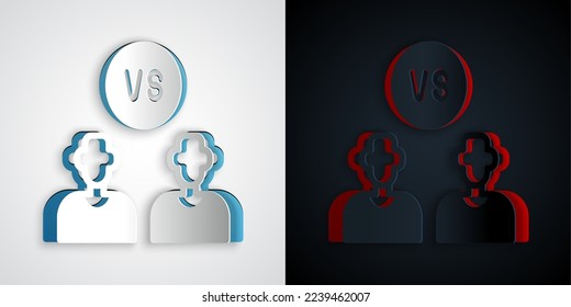 Paper cut Football or soccer player icon isolated on grey and black background. Paper art style. Vector