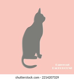 Paper cut in the form of cat in satin gray color.