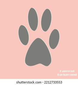 Paper cut in the form of cat's paws in satin gray color.