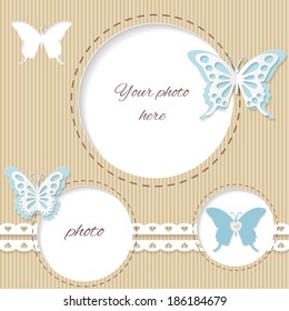 Paper cut frame for scrapbook design.