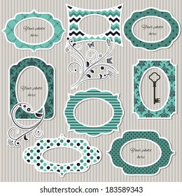 Paper cut frames set for scrapbook design. 