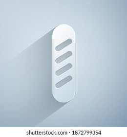 Paper cut French baguette bread icon isolated on grey background. Paper art style. Vector