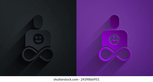 Paper cut Friends forever icon isolated on black on purple background. Everlasting friendship concept. Paper art style. Vector