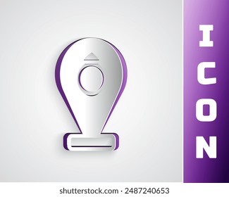 Paper cut Front facade building jewelry store icon isolated on grey background. Paper art style. Vector