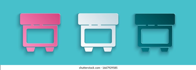 Paper cut Fuse of electrical protection component icon isolated on blue background. Melting breaking protective fuse. Paper art style. Vector Illustration