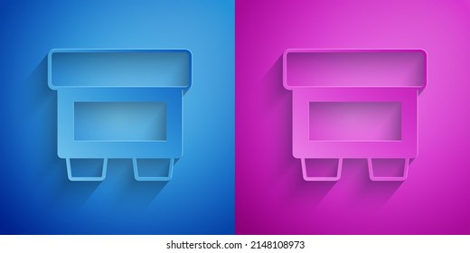 Paper cut Fuse of electrical protection component icon isolated on blue and purple background. Melting breaking protective fuse. Paper art style. Vector