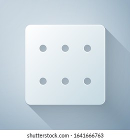 Paper cut Game dice icon isolated on grey background. Casino gambling. Paper art style. Vector Illustration