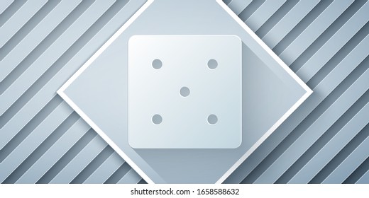 Paper cut Game dice icon isolated on grey background. Casino gambling. Paper art style. Vector Illustration