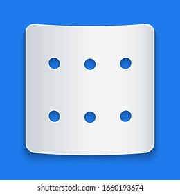 Paper cut Game dice icon isolated on blue background. Casino gambling. Paper art style. Vector Illustration
