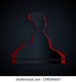 Paper cut Gear shifter icon isolated on black background. Transmission icon. Paper art style. Vector Illustration