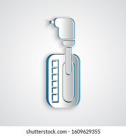 Paper cut Gear shifter icon isolated on grey background. Transmission icon. Paper art style. Vector Illustration