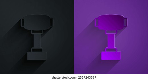 Paper cut Gear shifter icon isolated on black on purple background. Manual transmission icon. Paper art style. Vector