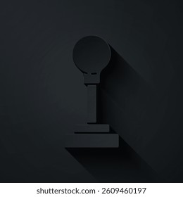 Paper cut Gear shifter icon isolated on black background. Manual transmission icon. Paper art style. Vector