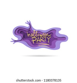 Paper cut ghost backgrounds. Halloween template party invitation. Trendy vector illustration.