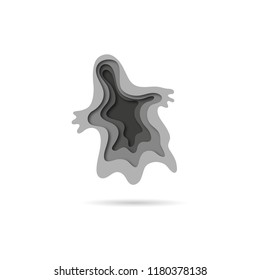 Paper cut ghost backgrounds. Halloween template party invitation. Trendy vector illustration.