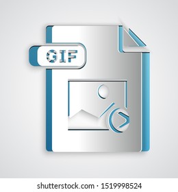 Paper cut GIF file document. Download gif button icon isolated on grey background. GIF file symbol. Paper art style. Vector Illustration