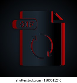 Paper cut GIF file document. Download gif button icon isolated on black background. GIF file symbol. Paper art style. Vector Illustration