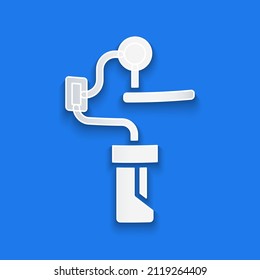 Paper cut Gimbal stabilizer for camera icon isolated on blue background. Paper art style. Vector
