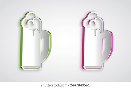 Paper cut Glass of beer icon isolated on grey background. Happy Saint Patricks day. National Irish holiday. Paper art style. Vector