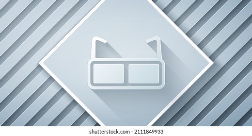 Paper cut Glasses icon isolated on grey background. Eyeglass frame symbol. Paper art style. Vector