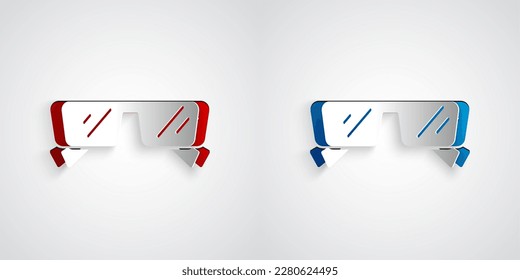 Paper cut Glasses icon isolated on grey background. Eyeglass frame symbol. Paper art style. Vector