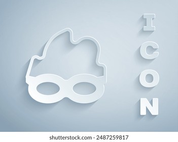 Vidrios cortados de papel para el icono de la natación aislado en el fondo gris. Gafas de natación. Equipo de buceo submarino. Estilo de arte de papel. Vector