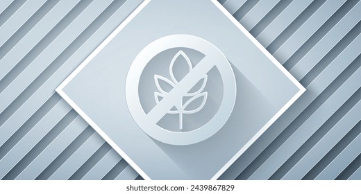 Paper cut Gluten free grain icon isolated Paper cut background. No wheat sign. Food intolerance symbols. Paper art style. Vector