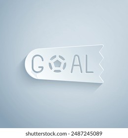Paper cut Goal soccer football icon isolated on grey background. Paper art style. Vector