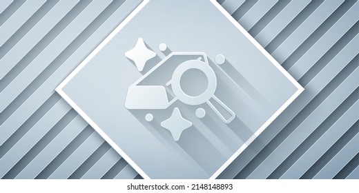 Recorte de papel Icono de barras de oro aisladas en fondo gris. Concepto de negocio bancario. Estilo de arte de papel. Vector