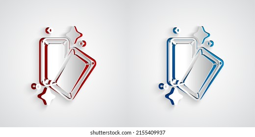 Paper cut Gold bars icon isolated on grey background. Banking business concept. Paper art style. Vector