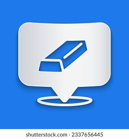 Paper cut Gold bars icon isolated on blue background. Banking business concept. Paper art style. Vector