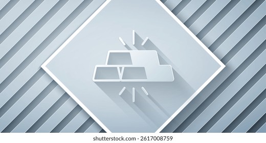 Paper cut Gold bars icon isolated on grey background. Banking business concept. Paper art style. Vector