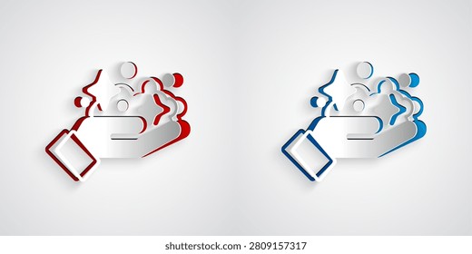 Paper cut Gold mine icon isolated on grey background. Paper art style. Vector