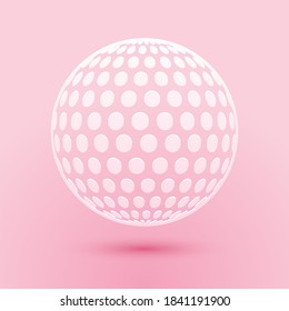 Paper cut Golf icon isolated on pink background. Paper art style. Vector.