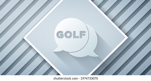 Paper cut Golf label icon isolated on grey background. Paper art style. Vector