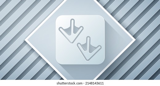 Paper cut Goose paw footprint icon isolated on grey background. Paper art style. Vector