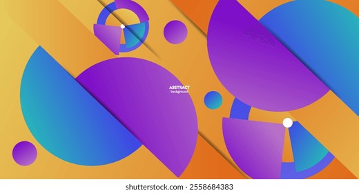 Paper cut gradient geometric shapes background with colorful circle shapes. Creative banner design. Vector Eps 10