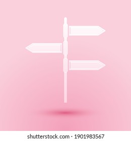 Paper cut Graduation cap on globe icon isolated on pink background. World education symbol. Online learning or e-learning concept. Paper art style. Vector.