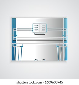Paper cut Grand piano icon isolated on grey background. Musical instrument. Paper art style. Vector Illustration