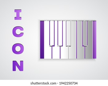 Paper cut Grand piano icon isolated on grey background. Musical instrument. Paper art style. Vector