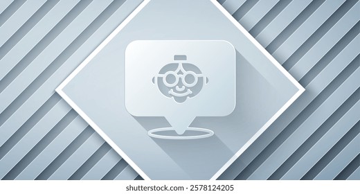 Paper cut Grandmother icon isolated on grey background. Paper art style. Vector