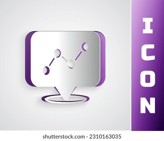 Paper cut Graph, schedule, chart, diagram, infographic, pie graph icon isolated on grey background. Paper art style. Vector