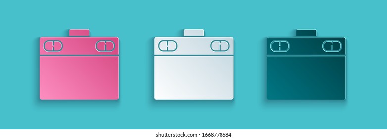Paper cut Graphic tablet icon isolated on blue background. Paper art style. Vector Illustration