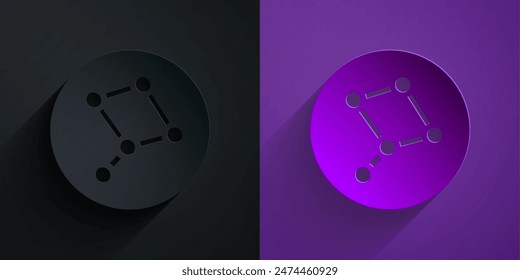 Paper cut Great Bear constellation icon isolated on black on purple background. Paper art style. Vector