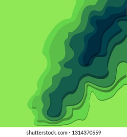 paper cut green, 3D vector, template, background 