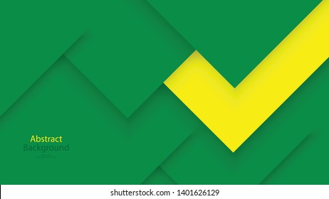 Paper cut Green color and Yellow color background abstract art vector 