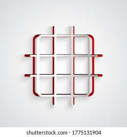 Paper cut Grid graph paper icon isolated on grey background. Paper art style. Vector Illustration