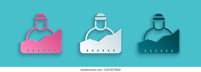 Paper cut Growth of homeless icon isolated on blue background. Homelessness problem. Paper art style. Vector